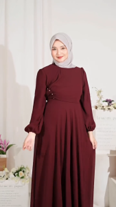 Naomi Dress Gamis cerutty mix mutiara Malaya Look Dress Rempel Kondangan Gamis Pesta Full Puring
