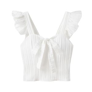 🦋 VEVE Summer Women Coquette Tops Plain Bow Knitted  Casual Sleeveless Top