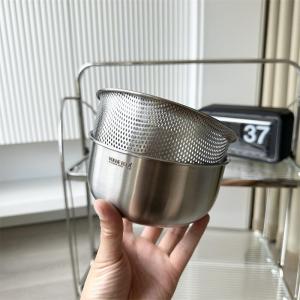 [Fabulous Rice Washing Gadget] 18/10 Stainless Steel Drain Basket Double-Layer Kitchen Bowl Strainer Fruit Basin Water Filter Rice Basket