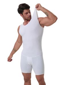 Mens Shapewear Bodysuit Tummy Control Slimming Shirt Breathable Comfort with Back Opening for Easy Wear Workout Body Shaper