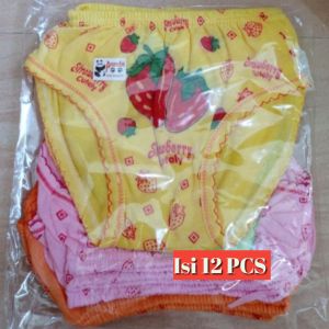 Isi 12 pcs Celana Dalam Anak Perempuan Motif Strawberry CD CANGCUT harian anak2 CEWEK Lusinan Murah