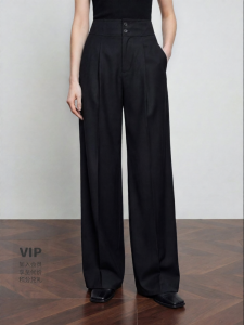 Wool Blend High Waist Wide Leg Trousers