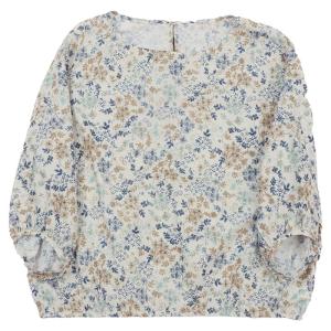 WUSEWUWEI | Original Design Loose Fit Womens Cotton Floral Print Shirt Half Sleeve Overhead Top Colorless Odorless Country Style Summer