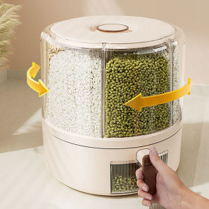 กล่องเก็บข้าวแบบโปร่งใสพร้อมช่องแยกสำหรับใช้ในครัวเรือน ป้องกันความชื้น กล่องเก็บข้าวโพดแบบมีฝาปิด อุปกรณ์เก็บของในครัว