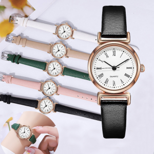 Dengan Menggunakan Jam Tangan Wanita Dengan Sabuk Pengaman Dari Timbangan Romawi Yang Arloji Kuarsa