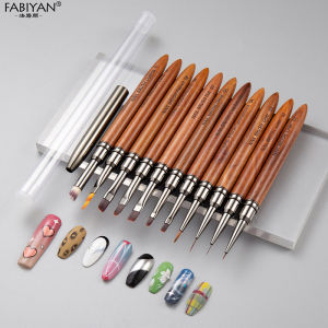 Nail Brush for Manicure Round Wood Handle Art Liner DIY Painting Brush Drawing Lines Stripe Flower Painting Pen UV Gel Brush