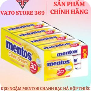 Kẹo ngậm MENTOS pure fresh chanh bạc hà hộp thiếc 35g