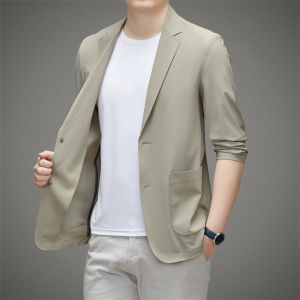 Minimalist Men Casual Blazer Ice Silk Nylon Spandex Seamless High Stretch Sun Protection Cooling Summer Breathable Tech Jacket