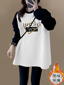เสื้อยืดแขนยาวผู้หญิงแบบหนาสีบล็อกสไตล์เกาหลี ทรงหลวม ปกโปโล ผ้าขนแกะเดนมาร์ก ฤดูใบไม้ร่วง/ฤดูหนาว เสื้อชั้นใน เสื้อคลุมกันหนาว