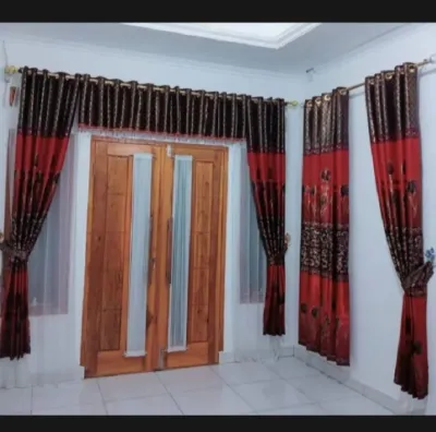 1 Paket Gorden Motif Tulif (2 Gorden + 1 Poni Atas Pintu) Gorden Motif Tulif Blackout Infort Gorden 1 Sett Dengan Poni Atas Pintu Gorden Mewah Gorden Aestetic Gorden Murah