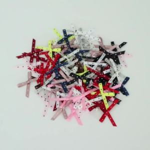 50pcs Multicolor Polka Dot Ribbon Bows Handmade Polyester Bowknot For DIY Gift Wrapping Clothing Hair Decorative Ornaments