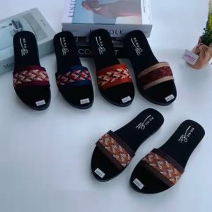 SANDAL WANITA KOKOP SLOP RAJUT DATAR TERBARU