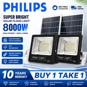 【BUY 1 TAKE 1】Solar Flood Light 8000W Outdoor Waterproof IP68 Original 909LED 98000mAh With Solar Panel Garden Lamp Room Night Light Bulb For Courtyard Automatic With Remote Control