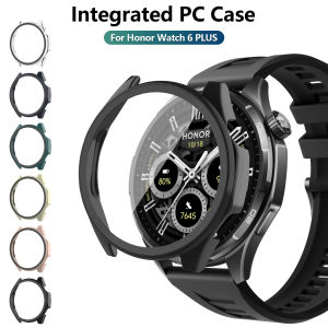For Honor Watch 6 Plus Case PC Matte Protective Cover with Tempered Glass Screen Protector Integrated Hard Shell Bumper