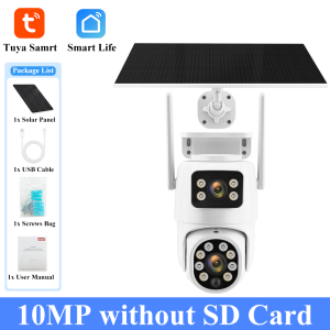Tuya Solar WiFi Outdoor Waterproof Camera PIR Auto Tracking 12MP Dual Len PTZ Smart Camera Battery Security Network Monitor Cam