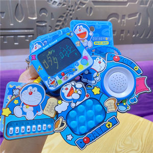 Doraemon Fun Multi-Function Bear Music Piano Trumpet Drawing Board Keychain Pendant Student Stress Relief Hanging Decoration