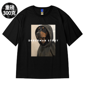 plus Size American Style Short Sleeve T-Shirt 300g Heavyweight Pure Cotton Black round Neck Mens plus Size Half Sleeve Trendy Top