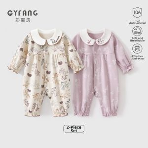 CAIYINGFANG | Breathable Cotton Flower Patterned Baby Romper