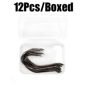 Topranc Heavy Duty Offset Fishing Hooks High Carbon Steel Barbed Hooks for Bass and Saltwater Angling