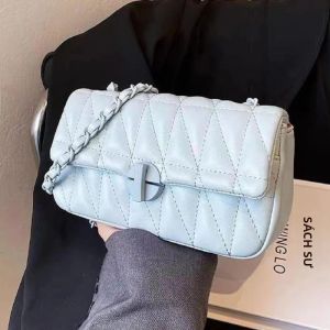 Túi Đeo Vai Nữ Bằng Da PU Họa Tiết Kim Cương Có Dây Đeo Xích Thời Trang Đeo Chéo Dùng Hàng Ngày Đi Làm Màu Trơn Kiểu Giản Dị