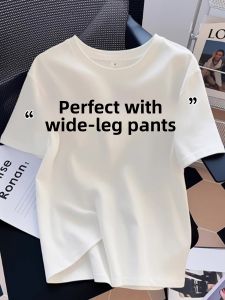 Loose Fit Pure Cotton Short Sleeve Womens T-Shirt White Summer New Style Belly Covering Slimming Versatile Korean Commute Style Top