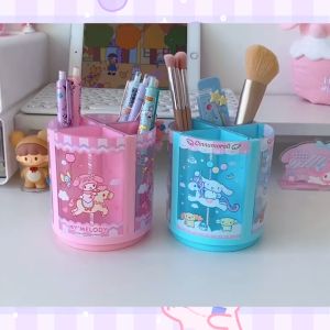 Sanrio My Melody Cinnamoroll Desk Organizer Accessories Rotate Pen Holder Large Capacity Stationery Storage 三丽鸥库洛米旋转笔筒收纳盒玉桂狗美乐蒂办公室学生桌面