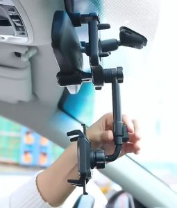 ที่วางโทรศัพท์หนีบกระจกมองหลังรถยนต์ หมุนได้ 360 องศา ปรับมุมได้ตามต้องการ