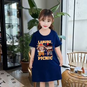 Dress Anak Perempuan Motif LABUBU Untuk Usia 1-10 Thn