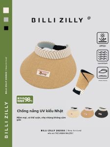 BILLI ZILLY | Mũ rơm chống nắng Billi Zilly mùa hè 2025 phong cách thường ngày có viền trống lớn cho du lịch và giải trí