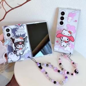 Sanrio | Ốp Điện Thoại Hoạt Hình Dễ Thương Multi-Kulomie Melody Cho Dòng Samsung Galaxy Z Fold Series Có Dây Đeo - Vỏ Nhựa Chống Sốc Chống Trầy Xước Chống Nước
