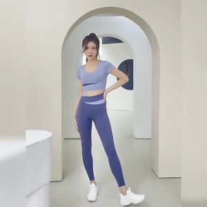 Color Splicing High Waist Yoga Pants Women Tight Fit Running Cycling Sports Pant Lift Hip Sportswear Bottom Ladies Fitness Sports Leggings