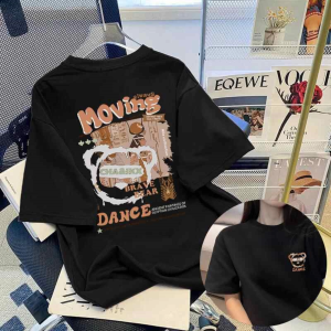 T-Shirt Wanita Lengan Pendek Motif Kartun Beruang & Huruf Kreatif - Bahan Tipis Sejuk Premium 2025 Desain Sweet & Hot Gaya Korea Jepang Potongan Bahu Tegak Nyaman Slim Fit Oversize Gaya Streetwear Kaos Streetwear Untuk Hangout Santai Gratis Ongkir