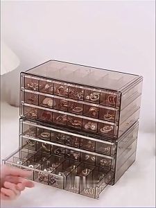 LD-K192 Rak Laci Mini 72 Sekat 3 Tingkat Transparan Kotak Perhiasan Cincin Kalung Anting Serbaguna