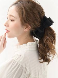 Large Size Satin Butterfly Knot Banana Clip Womens High-End Vertical Tail Hair Clip Anti-slip Stylish Hair Accessory