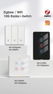 SMATRUL Tuya WiFi Smart 10G Human Induction Radar Motion Sensor Switch 2-in-1 Neutral & No Neutral Wire 110-240V Smart EU Wall Light Button Switch Remote Control Timing Alarm Voice App For Tmall Genie Alexa Google for Smart Home
