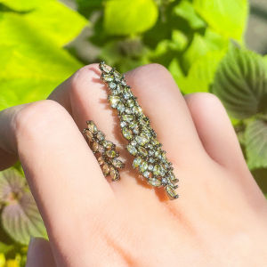 ผ้าเม่าใส สรรค์เครื่องประดับชุบทองสีดำดำ สีเขียว CZ หนึ่งในรายการ 45 ตร. ส่วนหนึ่งที่เหมาะสมสำหรับผู้หญิงสีดำฝัง ผ้ายอดนิยม ราคาถูกต้อง