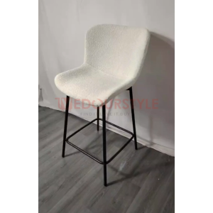 Vedourstyle Bouclé Fabric Island Chair Premium Modern Bar Chair Backrest Kerusi Makan Tinggi Cafe