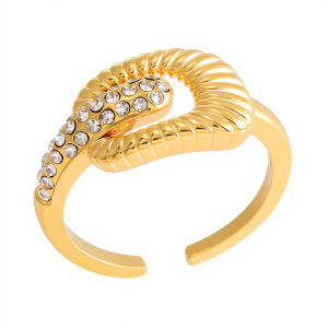 Adjustable Zircon Ring 316L Stainless Steel with Opening Waterproof Non-Fading Suitable for Women Daily Wear