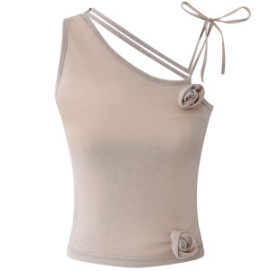 Champagne Color Cross Shoulder Strap Vest Top Womens Summer Vintage Small Audience Flash Rose Backless Commute Style Short Length Solid Color