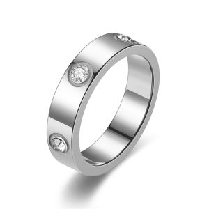 Trendy Stainless Steel Gold/Silver/Rose Gold Color Ring For Women Men Couple CZ Crystal Rings Luxury Jewelry Wedding Rings Gift