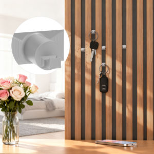 Acoustic Panel Hooks Slat Wall Hooks for Wooden Acoustic Panels No Drill Wall Mounted Hooks for Keys Towels Bags