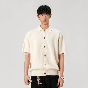 WUKONGYOUHUO | Luxurious Cleanfit Knitted Polo Shirt Mens Short Sleeve T-shirt