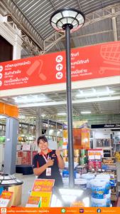 เสาโคมไฟแบบสามท่อน เสาไฟโซล่าเซลล์ UFO ขนาด 3 นิ้ว สูง 3 เมตร