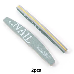 1/2pcs Grey Green Nail File Sponge 220/280 Grit Double Sided Non-Slip Half Moon Nail Emery Board Manicure File Buffer for Nails