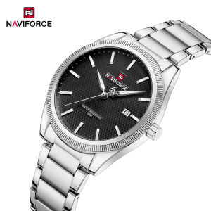 NAVIFORCE Original Mens Business Watch Stainless Steel Strap 30m Waterproof Quartz Movement Calendar Luminous Hands Round Case Mens Casual Fashion Watches NF9276S