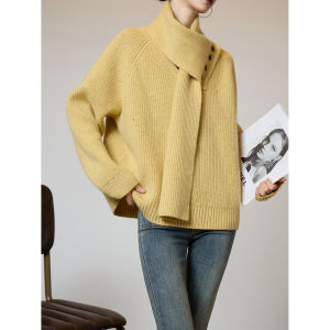 Casual Womens Pullover Knit Sweater Scarf