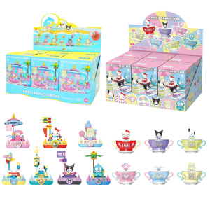 Sanrio Hangyodon Kuromi Hellokitty Anime Figure Doll Family Rotating Clink Cup Series Decoration Blind Box Toys Childrens Gift
