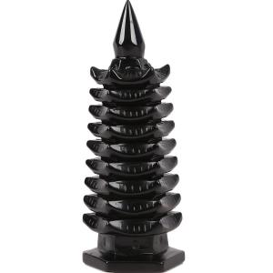 DINGFENGGE | White Jade and Obsidian Nine-story Wenchang Pagoda Decor