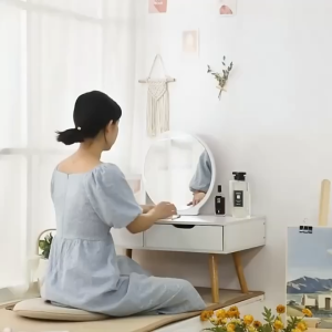 โต๊ะเครื่องแป้งสไตล์มินิมอล สำหรับเเต่งหน้า โต๊ะเครื่องแป้งไม้ โต๊ะทรงเตี้ยสำหรับนั่งพื้น จกออกเป็นโต๊ะเขียนหนังสือได้ 60*40*76cm