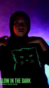 TRIAD T SHIRT SPECIAL GLOW IN THE DARK HIJAU - Black Cat Evil - Kaos Nyala Dalam Gelap Baju Cotton Combed 30s A4240